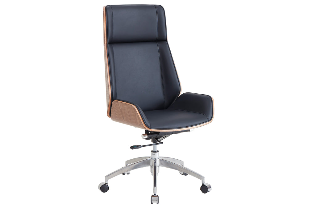 Sillón Giratorio Ulrich Símil Piel Negro - Negro