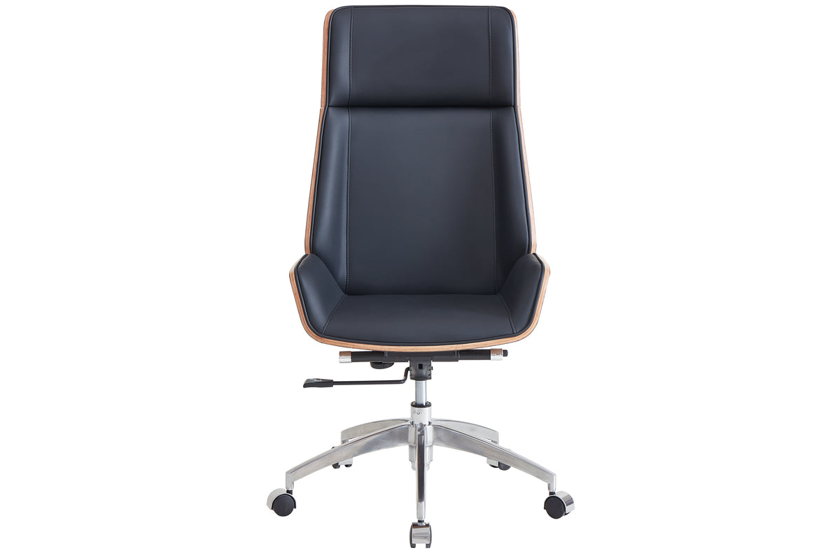Sillón Giratorio Ulrich Símil Piel Negro - Negro