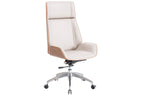 Sillón Giratorio Ulrich Símil Piel Blanco Crema