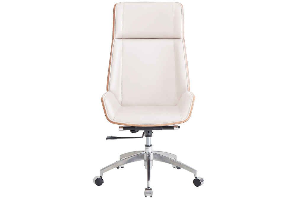 Sillón Giratorio Ulrich Símil Piel Blanco Crema
