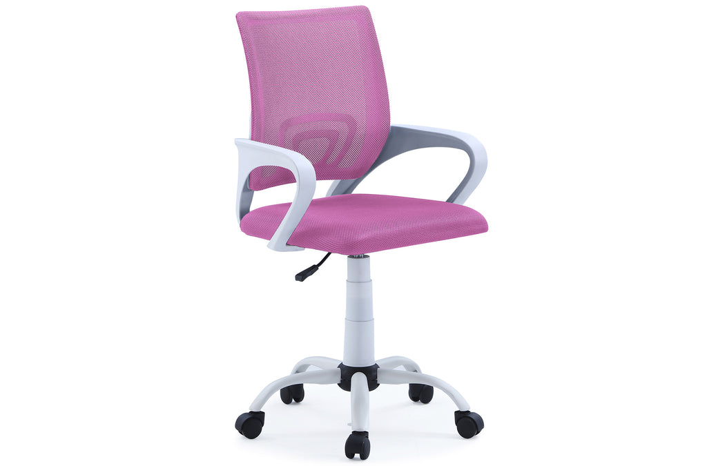 Silla Giratoria Line Red Transpirable Rosa Estructura Blanca