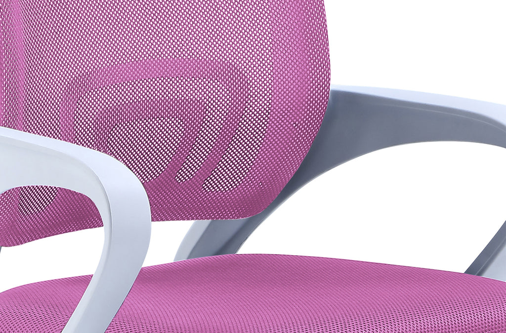 Silla Giratoria Line Red Transpirable Rosa Estructura Blanca - imagen 3