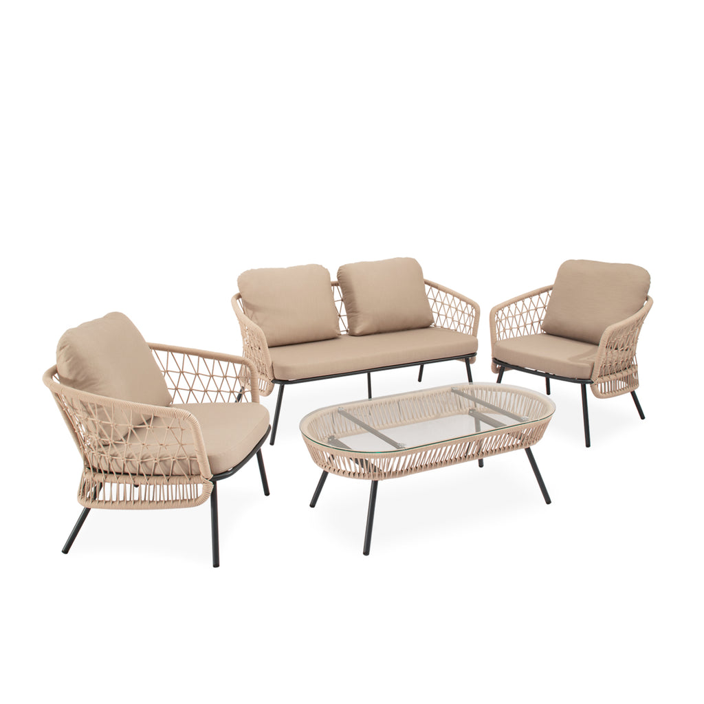 Conjunto de jardín ODESA (sofá + sillones + mesa centro)