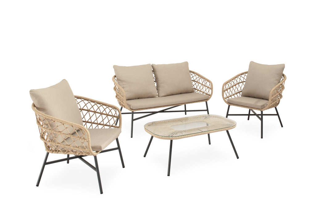 Conjunto de jardín PERUGIA (sofá + sillones + mesa centro)