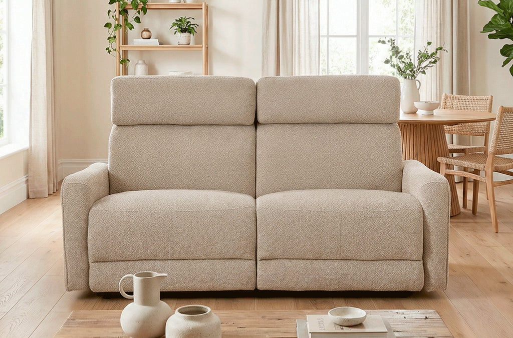 Sofá Relax 3 Plazas con 2 Relax Manuales Pilot Tejido Leo Beige - Beige