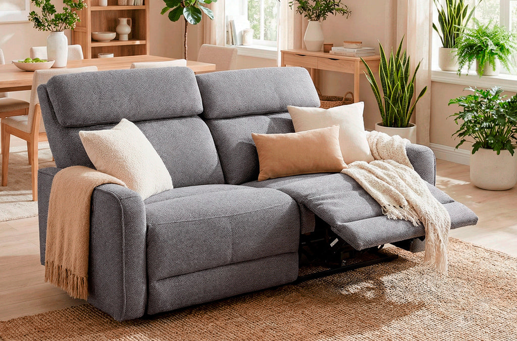 Sofá Relax 3 Plazas con 2 Relax Eléctricos Pilot Tejido Leo - Gris