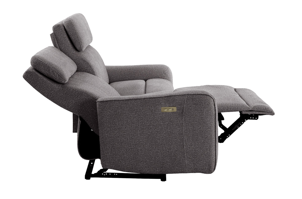 Sofá Relax 3 Plazas con 2 Relax Eléctricos Pilot Tejido Leo - Gris