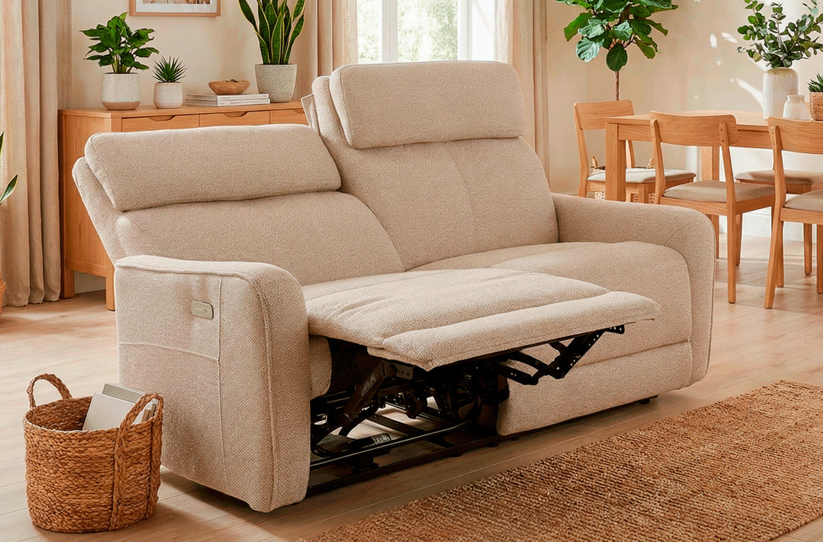 Sofá Relax 3 Plazas con 2 Relax Eléctricos Pilot Tejido Leo - Beige