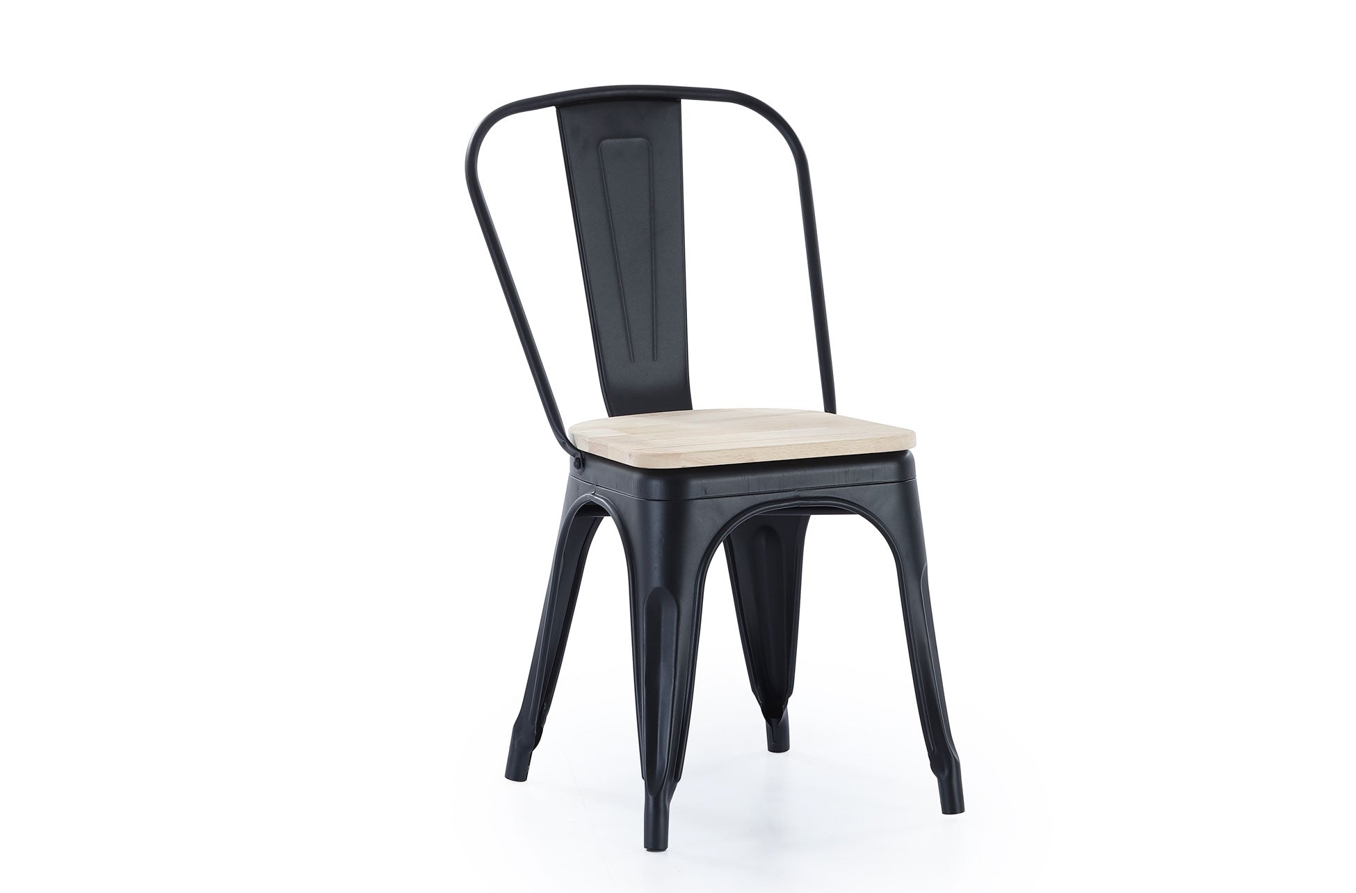 Silla Comedor Tolix Negro Asiento Roble / Nordish