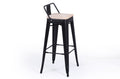 Taburete Alto Tolix Negro Asiento Madera Roble / Nordish
