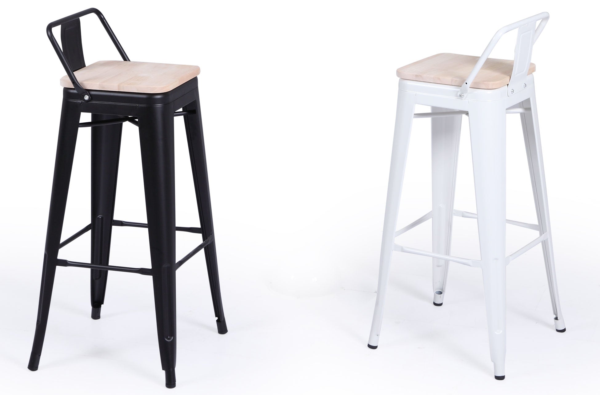 Taburete Alto Tolix Negro Asiento Madera Roble / Nordish - imagen 3