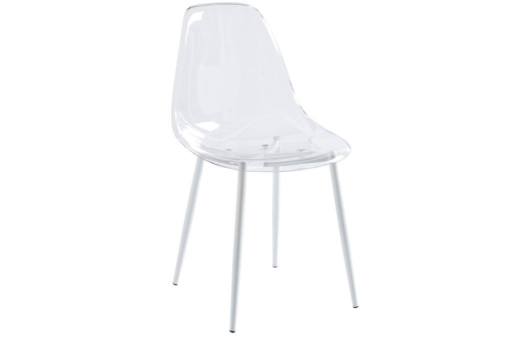 Silla Comedor Telma Transparente Patas Blancas