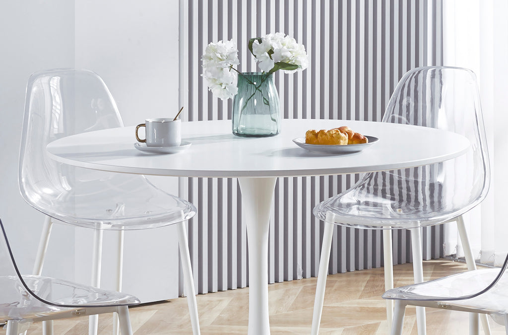 Silla Comedor Telma Transparente Patas Blancas