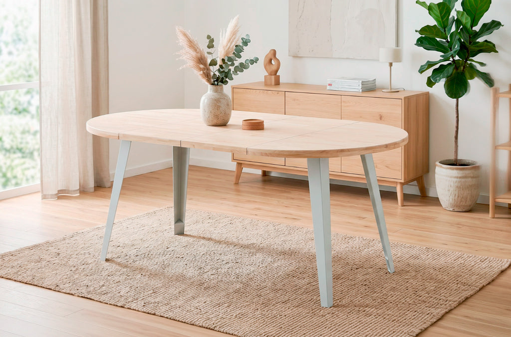 Mesa Comedor Redonda Extensible Berg-E 100-140-180 cm Roble Nordish