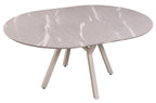 Mesa Comedor Redonda Extensible Paul 130 - 160x130 cm Cerámica Grey / Blanco