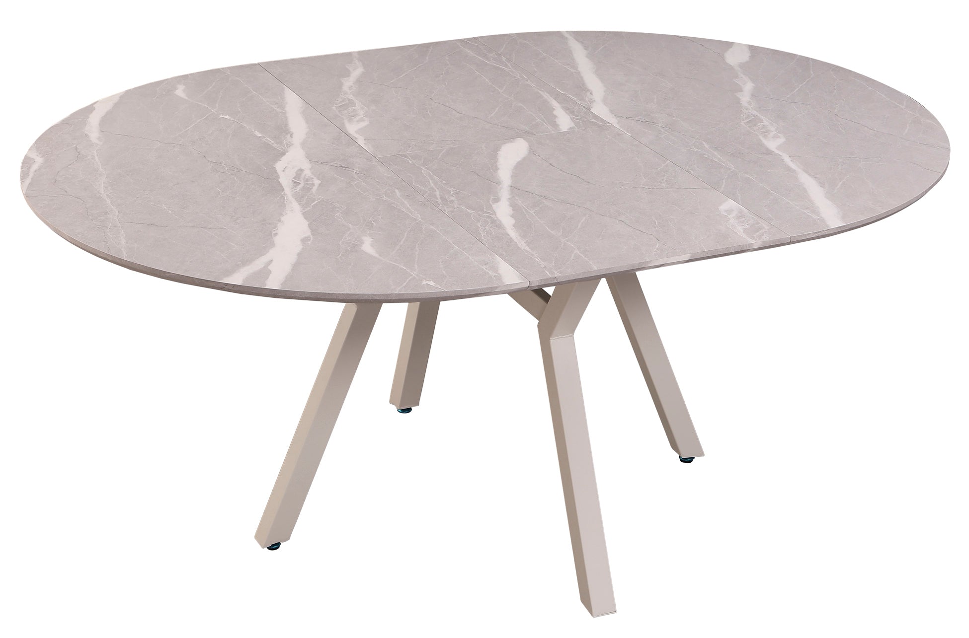 Mesa Comedor Redonda Extensible Paul 130 - 160x130 cm Cerámica Grey / Blanco