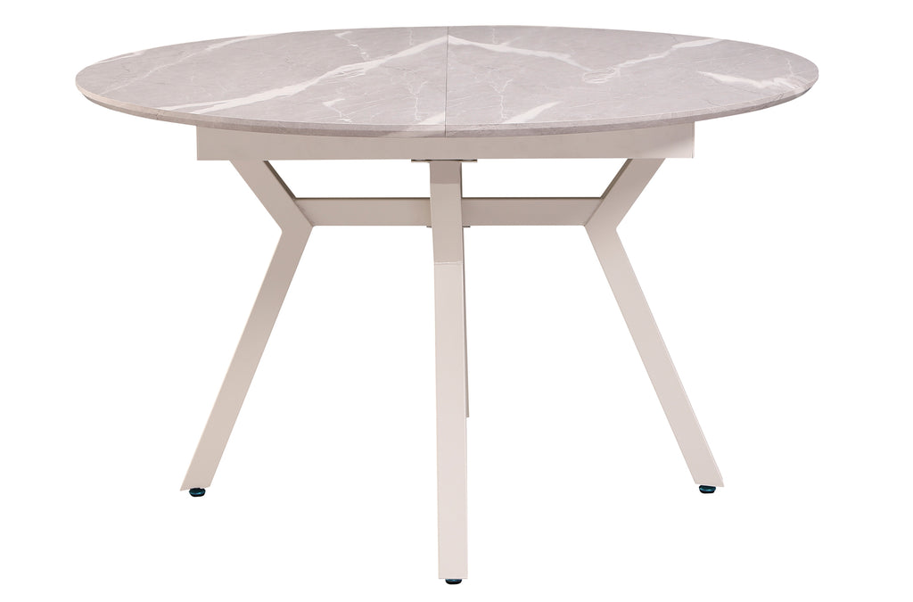Mesa Comedor Redonda Extensible Paul 130 - 160x130 cm Cerámica Grey / Blanco - imagen 2