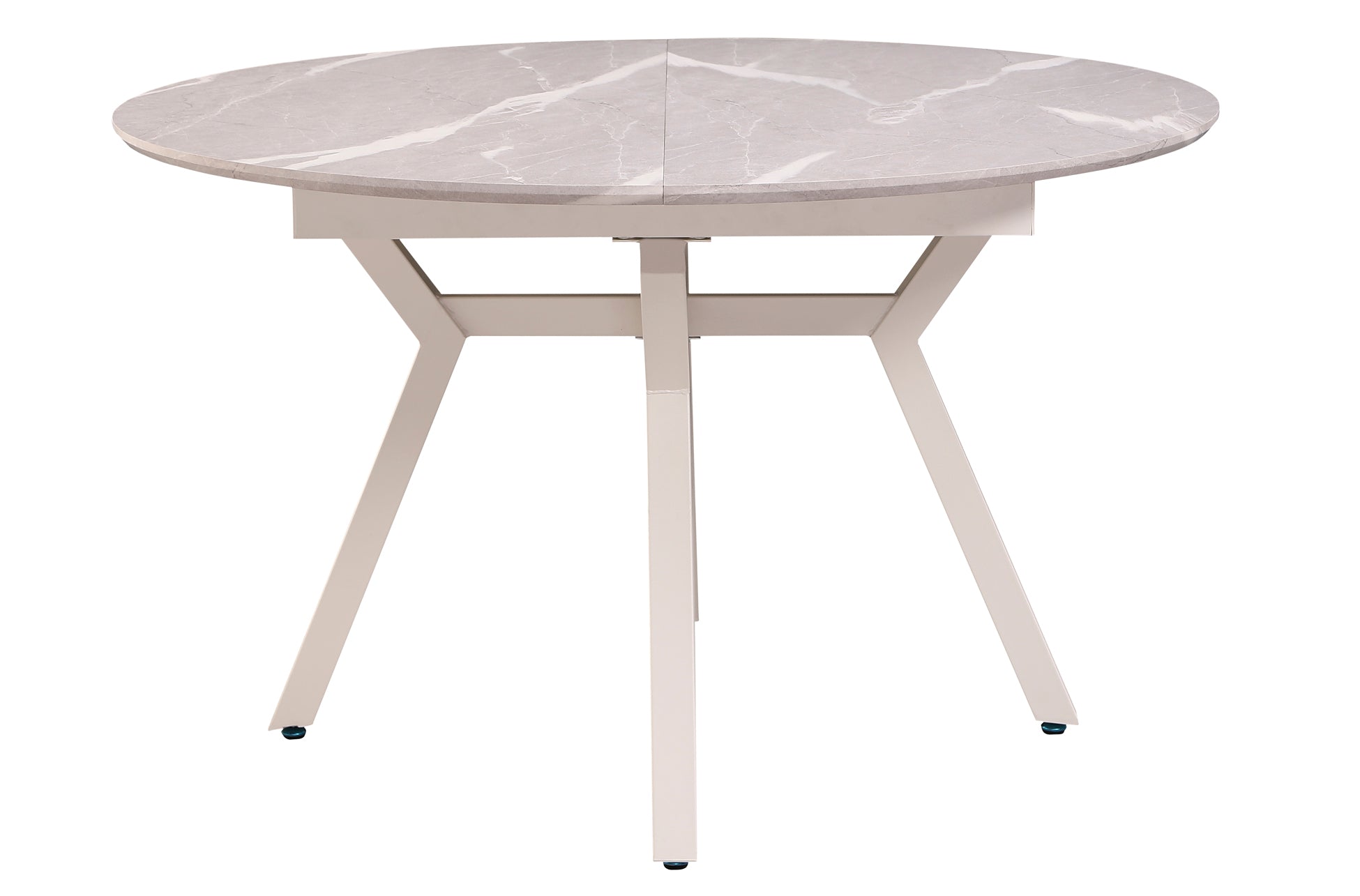 Mesa Comedor Redonda Extensible Paul 130 - 160x130 cm Cerámica Grey / Blanco - imagen 2