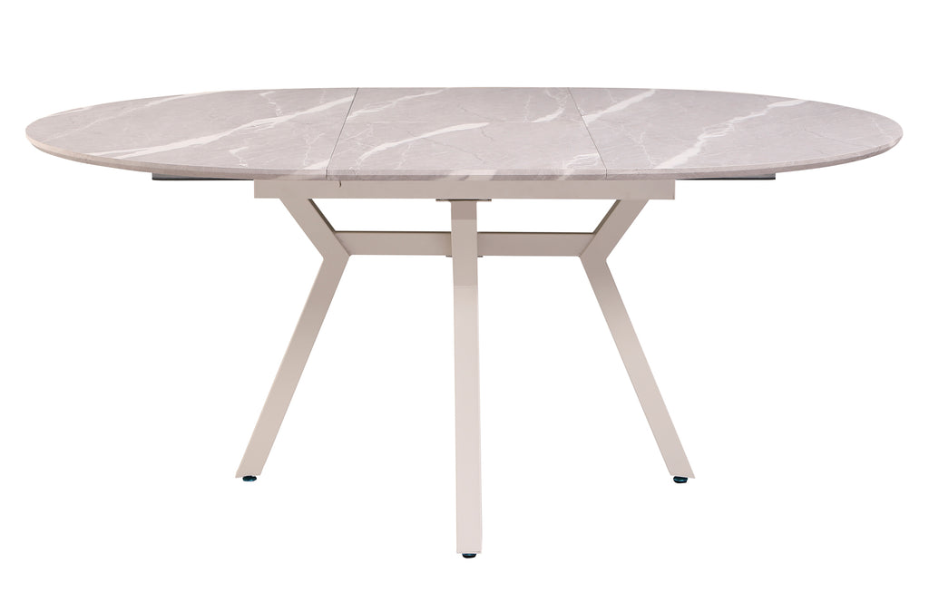 Mesa Comedor Redonda Extensible Paul 130 - 160x130 cm Cerámica Grey / Blanco - imagen 3