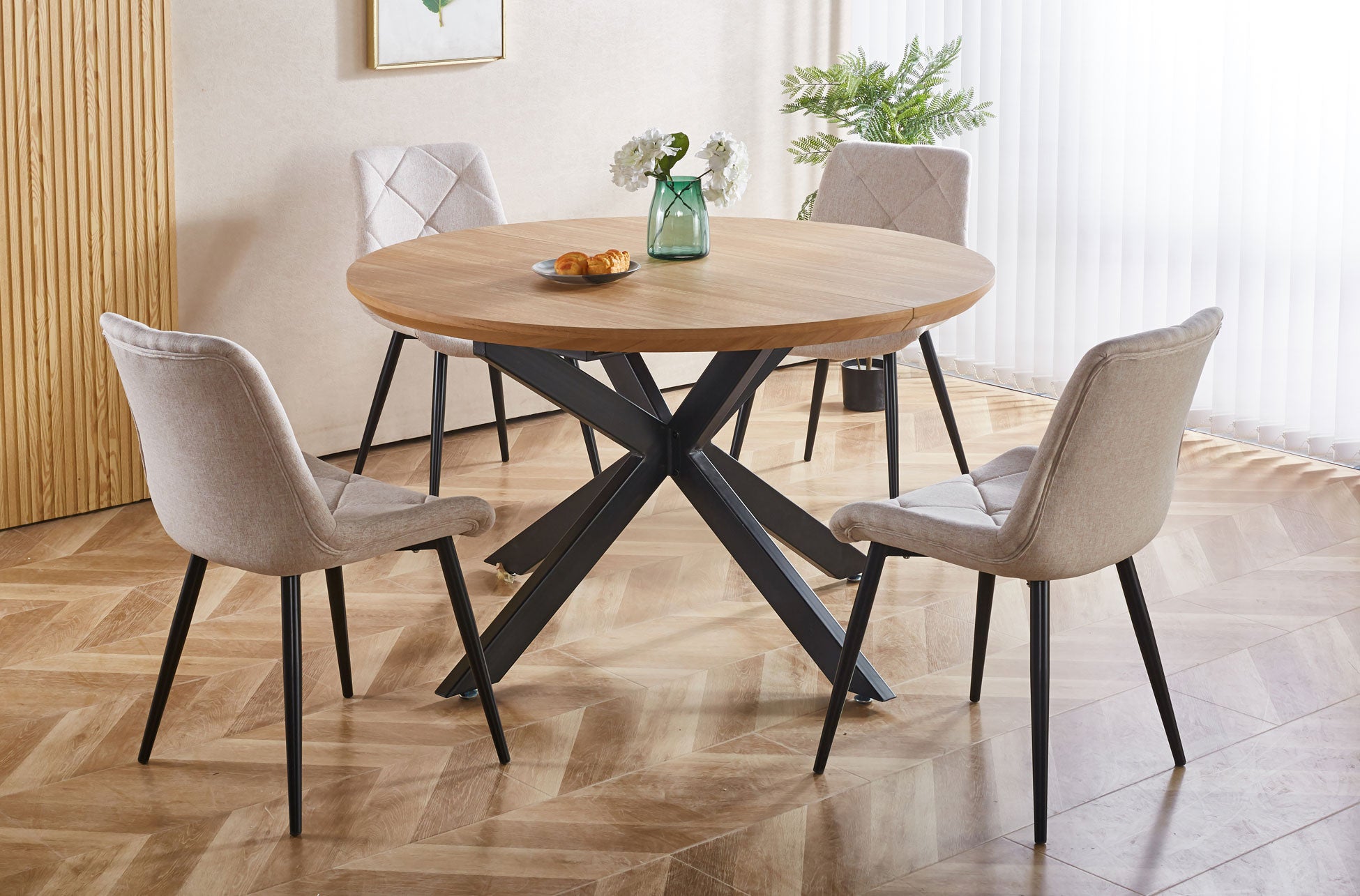 Mesa Comedor Redonda Extensible Cross 130 - 170 - 210x130 cm Oak / Negro - imagen 6