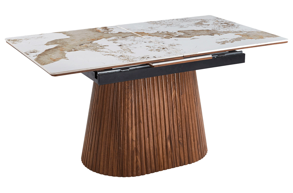 Mesa Comedor Extensible Angelina 160 - 200x90 cm Nogal / Cerámica - Nogal / Cerámica
