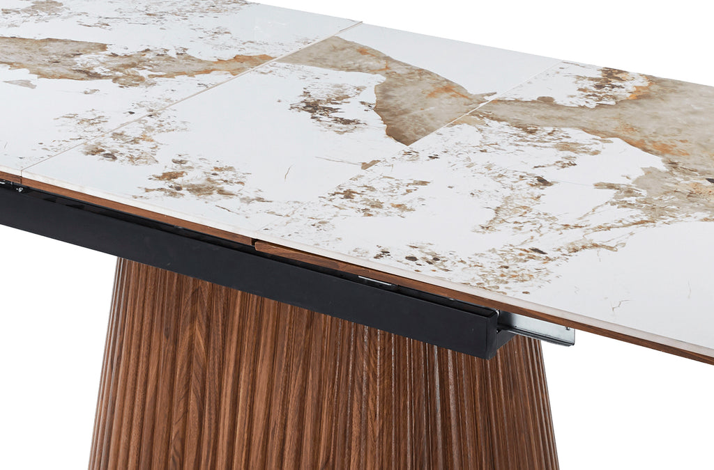 Mesa Comedor Extensible Angelina 160 - 200x90 cm Nogal / Cerámica - Nogal / Cerámica