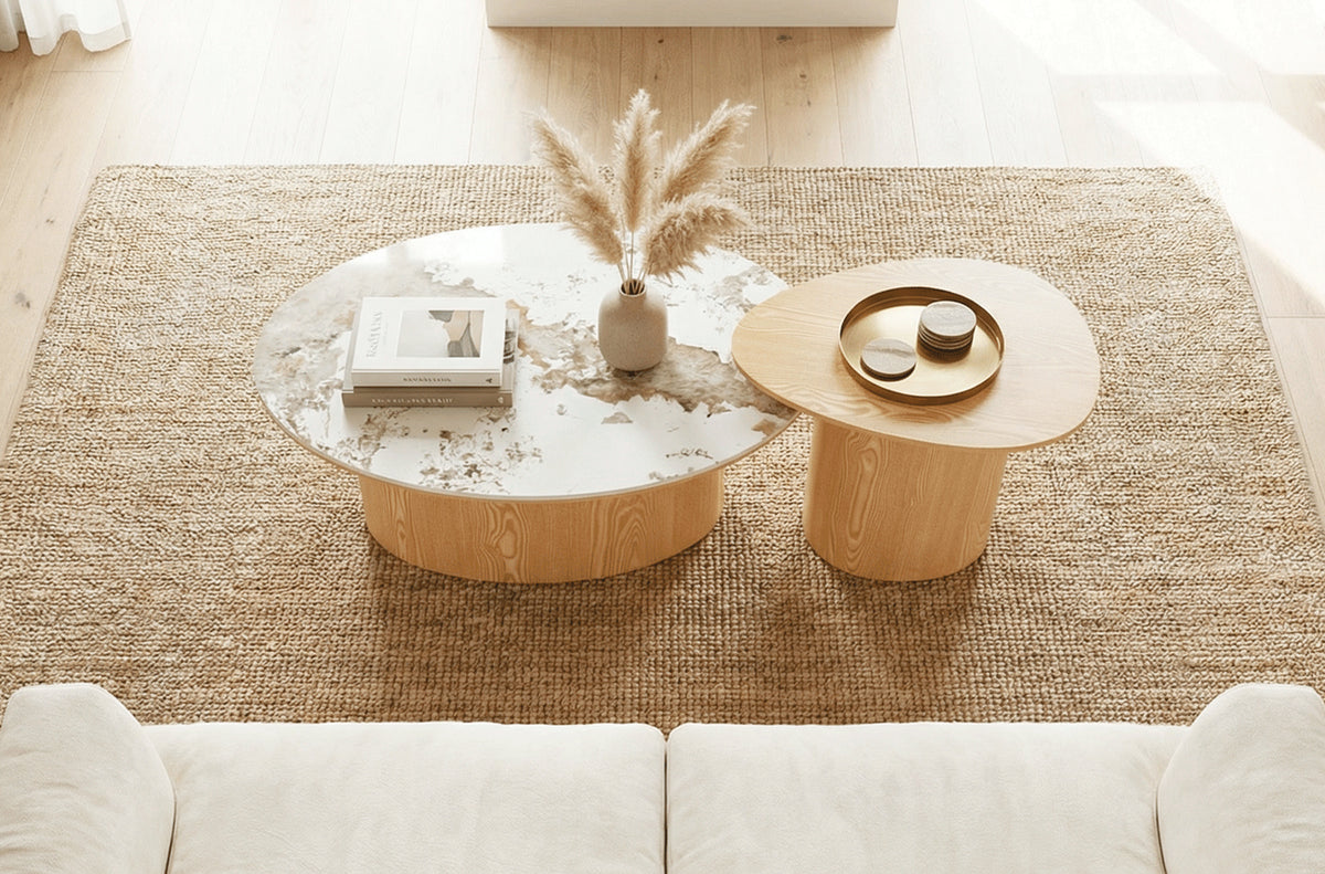Conjunto Mesas de Centro Ashley Oak / Cerámica - Oak / Cerámica