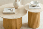 Conjunto Mesas de Centro Meryl Oak / Travertino - Oak / Travertino