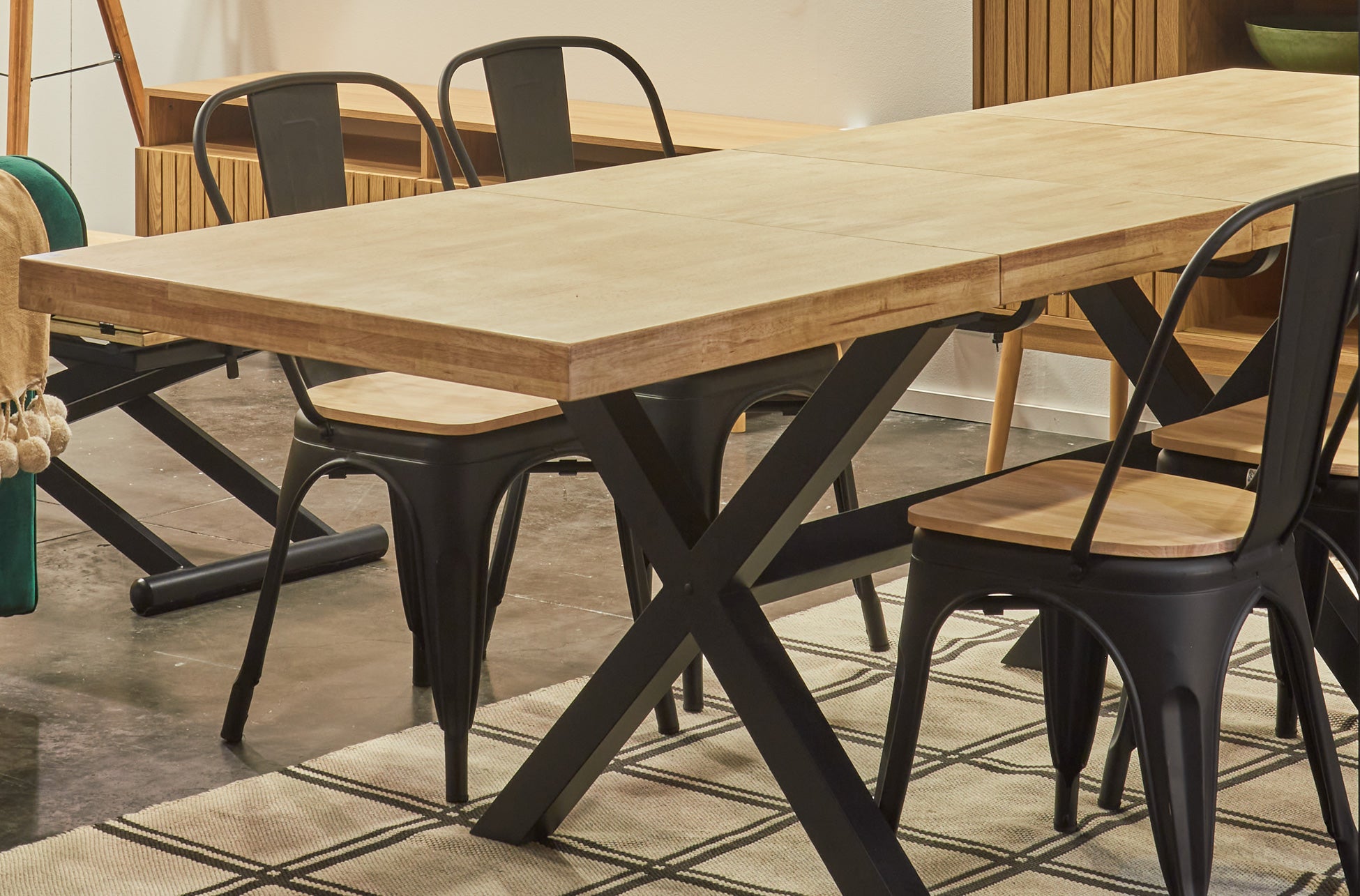 Mesa Comedor Extensible X-Loft 140 - 180 - 220x90 cm Roble / Nordish / Negro