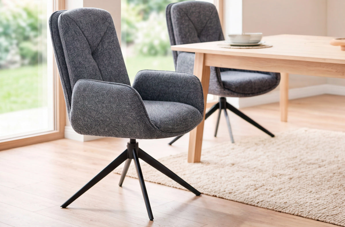 Silla Comedor Giratoria Feel Tejido Leo (Pack 2 unidades) - Gris