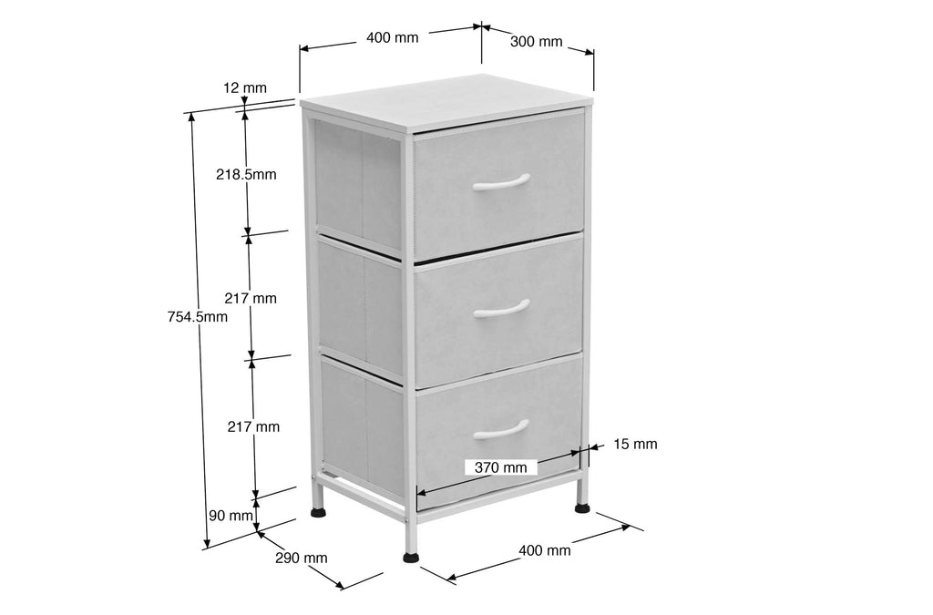 Organizador Metálico 3 Cubos 40x30 cm Blanco - Blanco