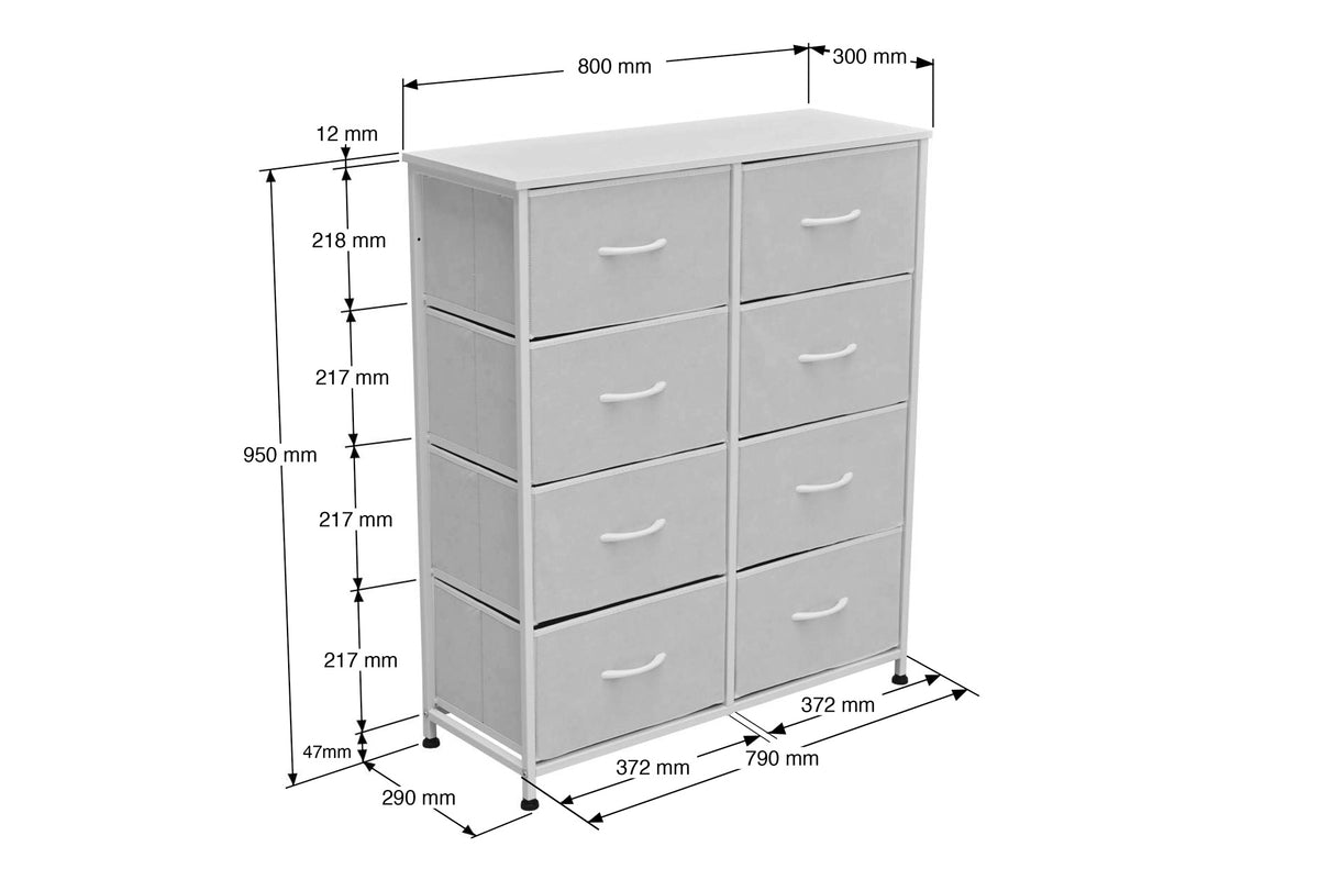 Estantería Metálica 8 Cubos 80x30 cm Blanco - Blanco