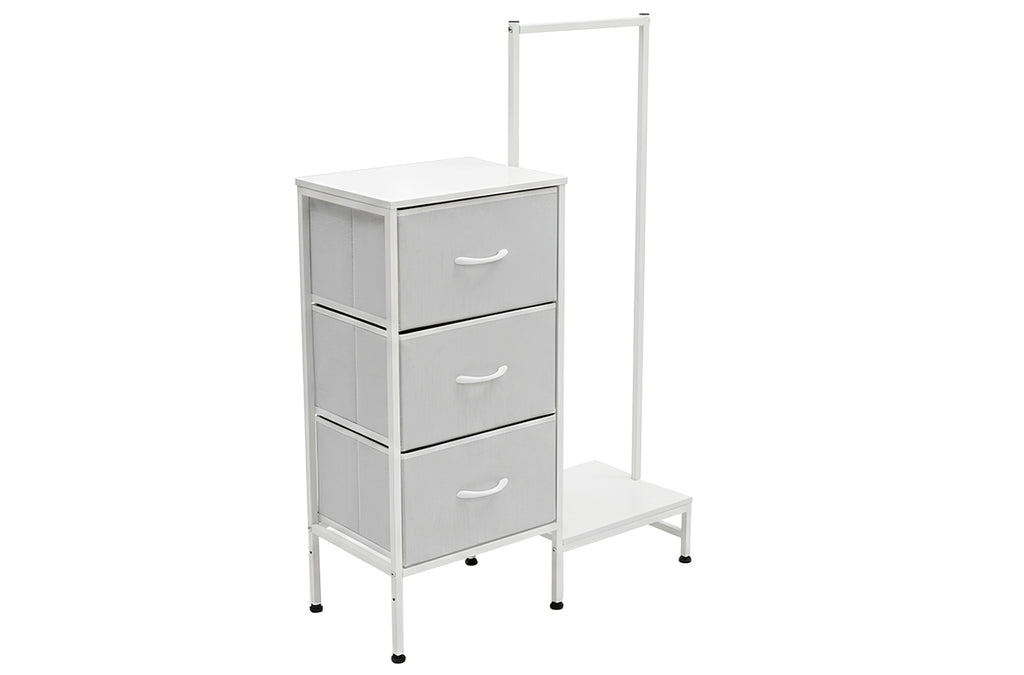 Estantería con Colgador 3 Cubos 76x30 cm Blanco - Blanco