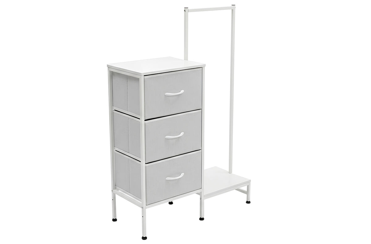 Estantería con Colgador 3 Cubos 76x30 cm Blanco - Blanco