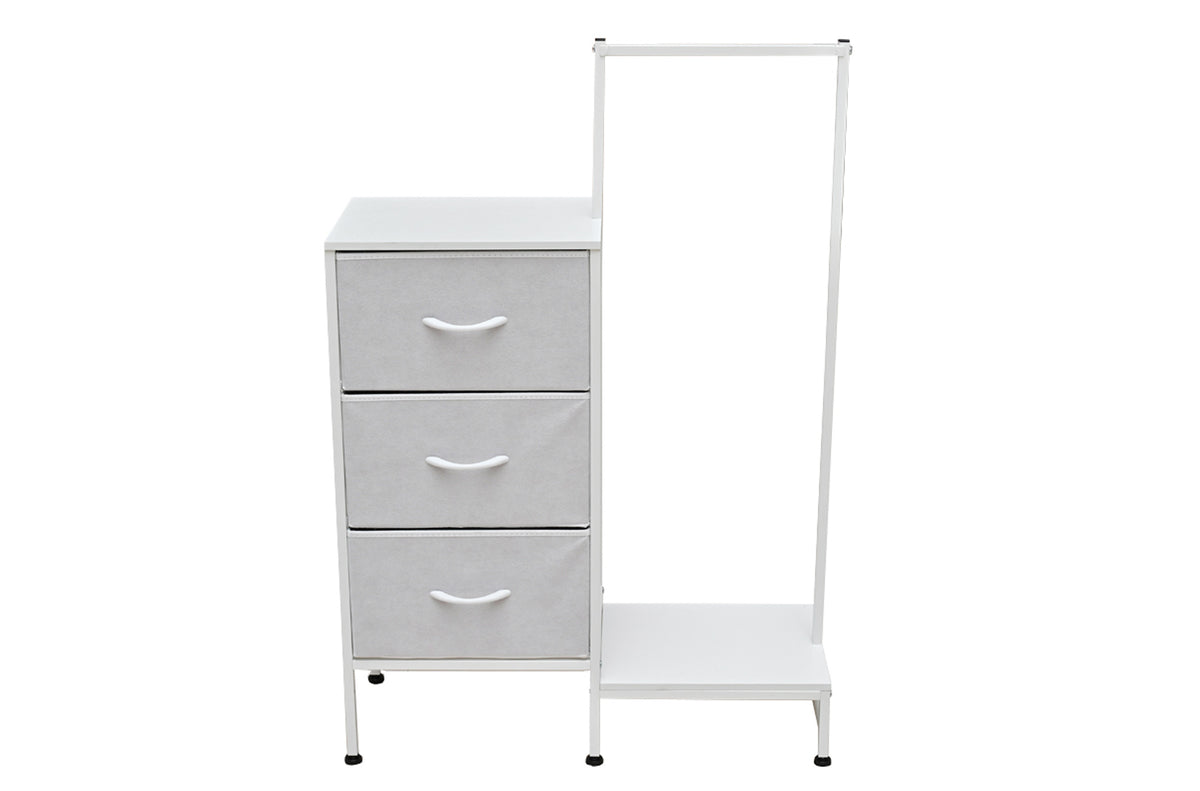 Estantería con Colgador 3 Cubos 76x30 cm Blanco - Blanco