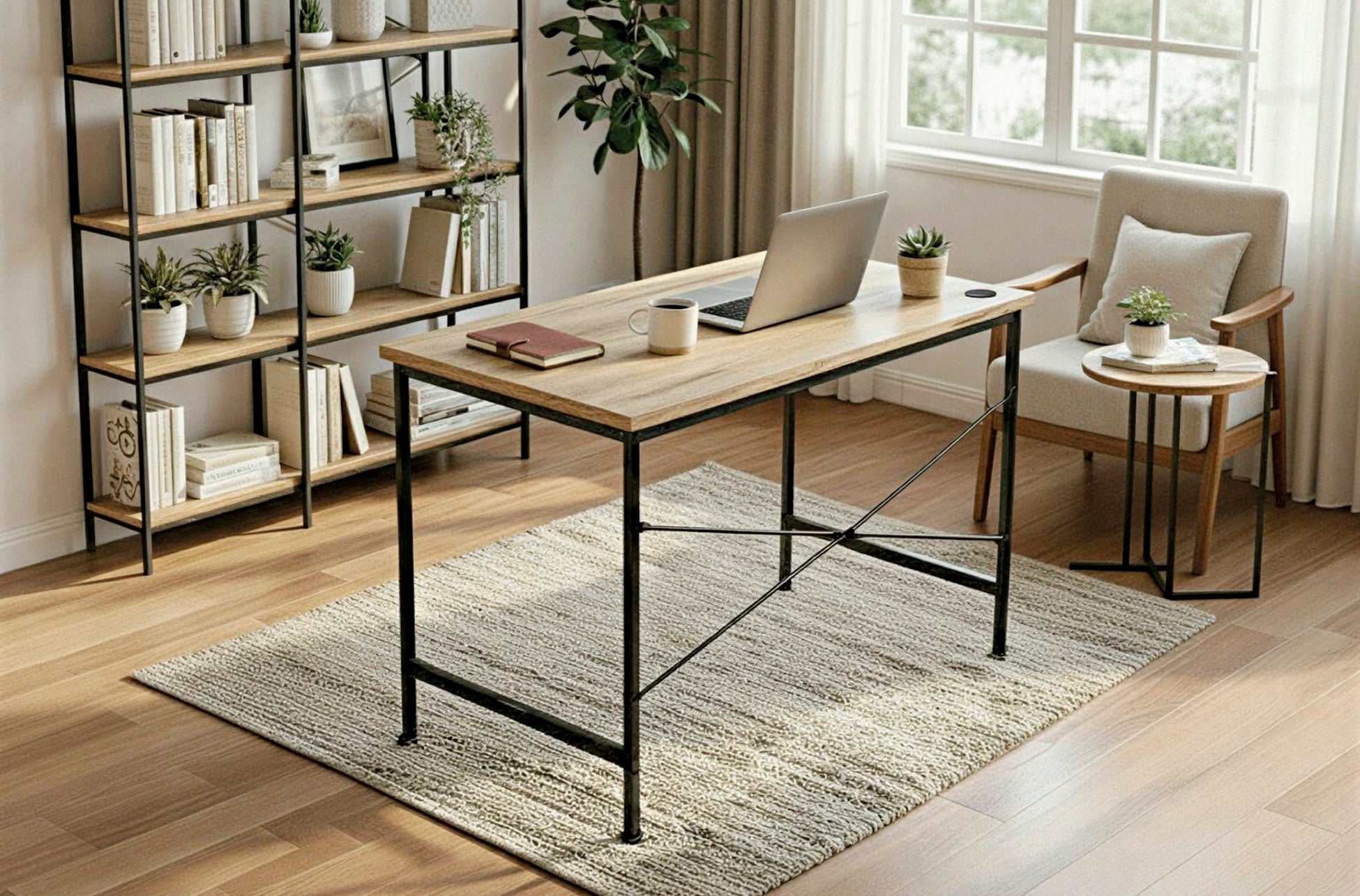 Escritorio Deck 90x45 cm Oak / Negro - imagen 4