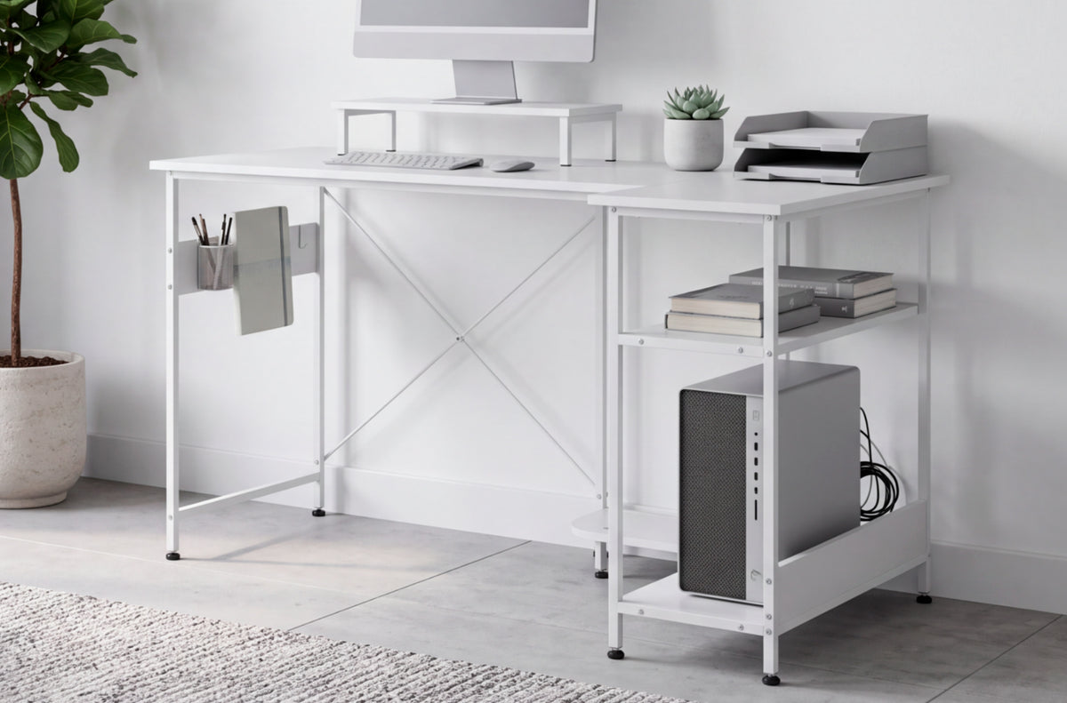Mesa Estudio Multirack 120x50 - 80 cm Blanco - Blanco