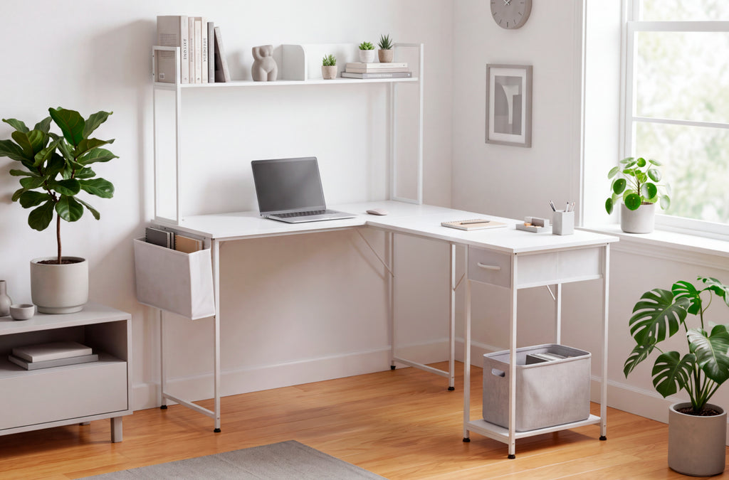 Mesa Estudio Versátil 120x50 - 140 cm Blanco - Blanco