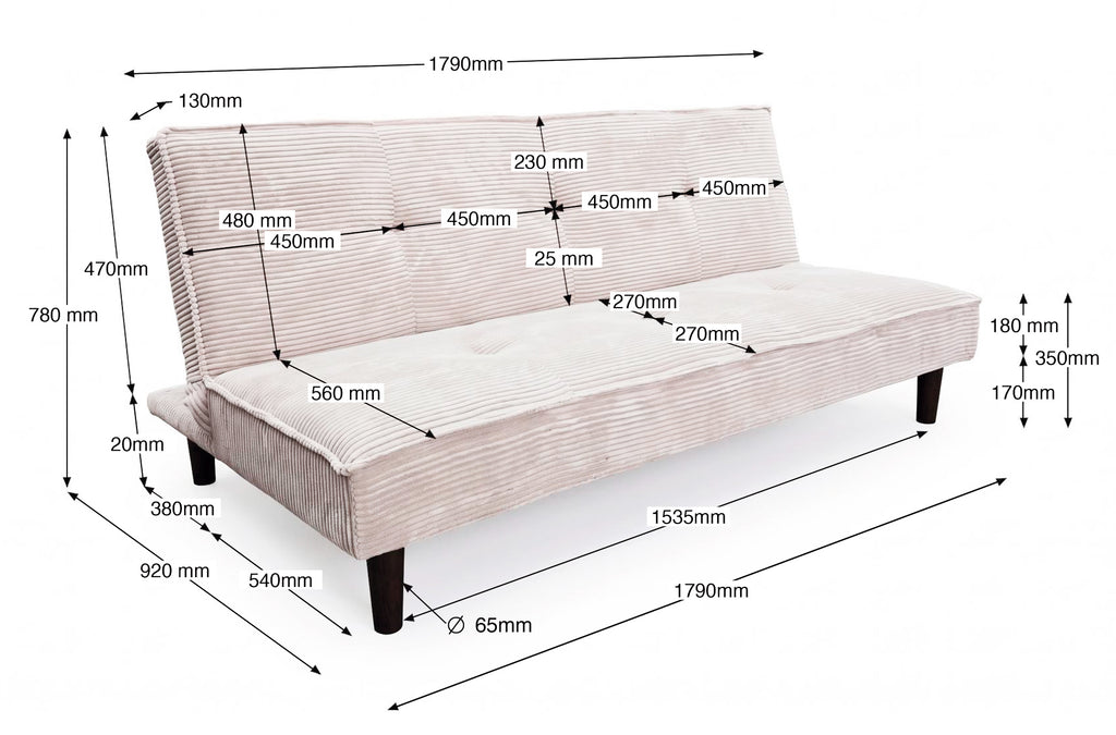 Sofá Cama Flash 105 x 180 cm Corduroy - Corduroy Gris