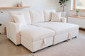Sofá Cama Chaise 210 cm con Arcón Corduroy - Crema