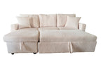 Sofá Cama Chaise 210 cm con Arcón Corduroy - Crema