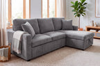 Sofá Cama Chaise 210 cm con Arcón Corduroy - Gris