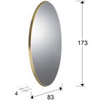Espejo ovalado Aries 170 × 80 pan de oro - medidas
