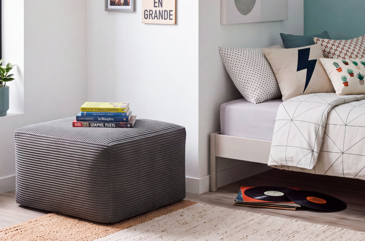 Puf 70x70 cm Convertible en Cama 70x195 cm con Funda Gris - Gris
