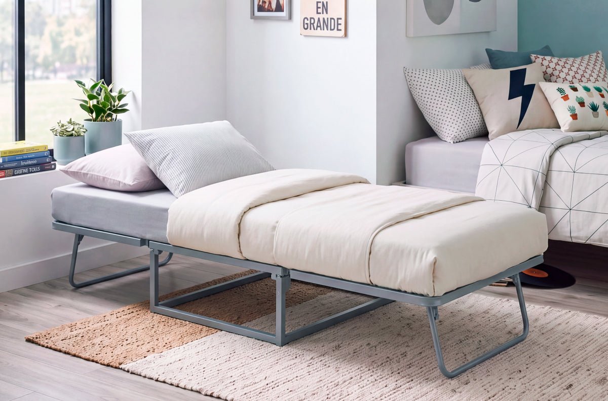 Puf 70x70 cm Convertible en Cama 70x195 cm con Funda Gris - Gris