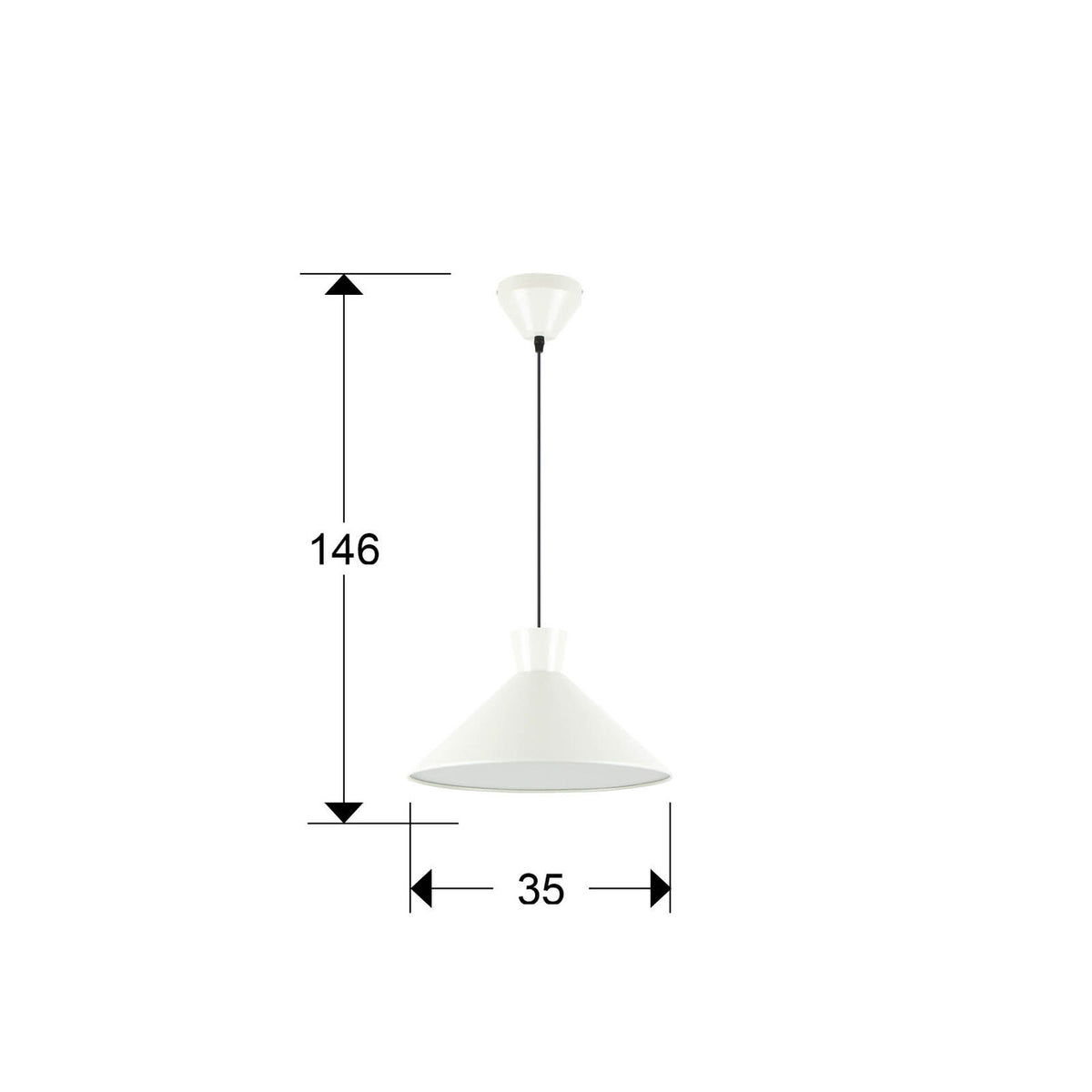 Lámpara colgante Cono Ø36 gris perla mate (i3) - medidas