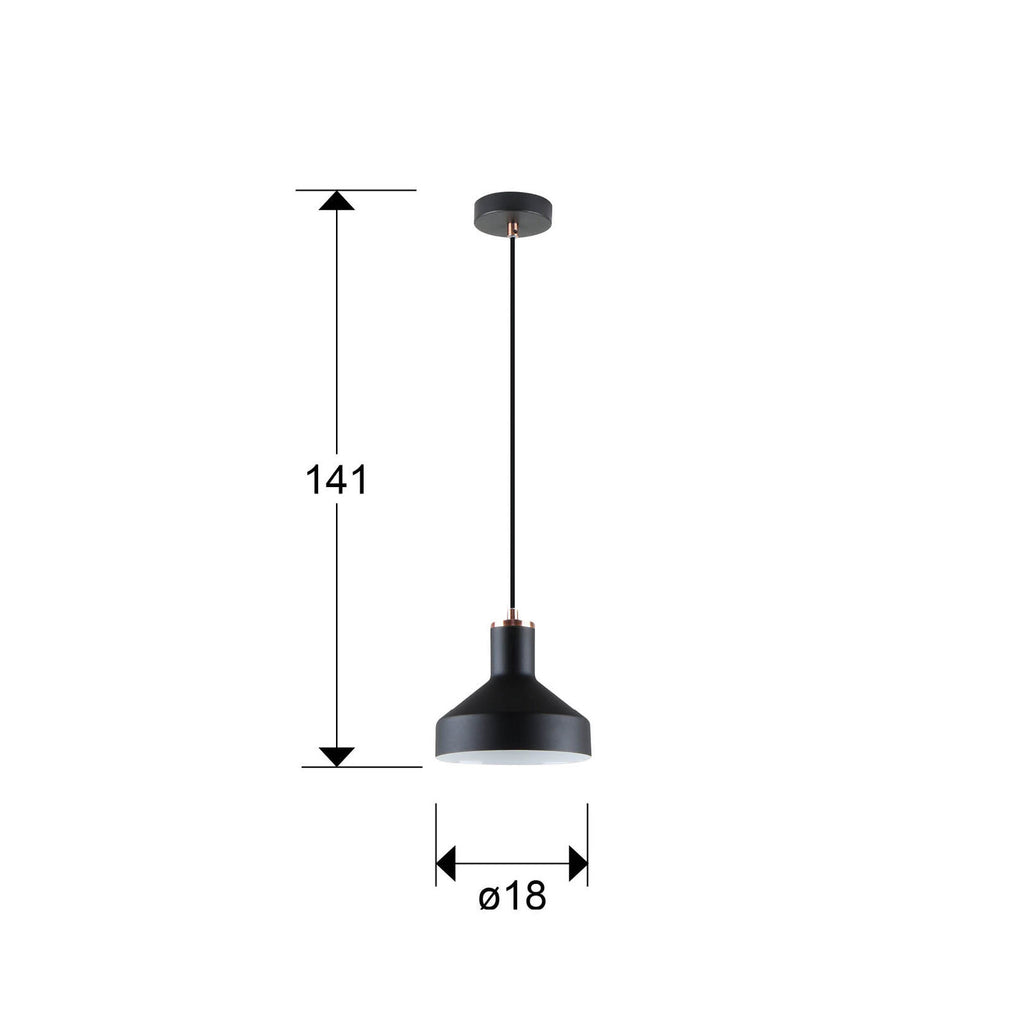 Lámpara colgante Irias negro y cobre (i3) - medidas