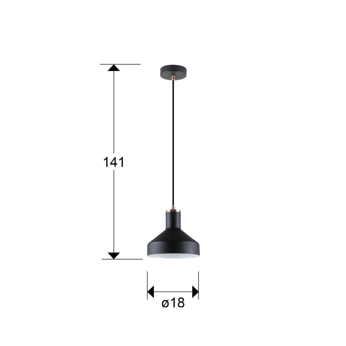 Lámpara colgante Irias negro y cobre (i3) - medidas