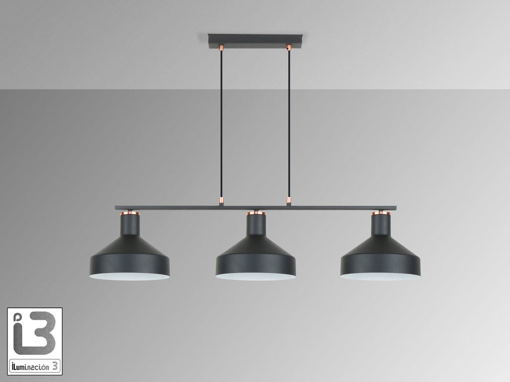 Lámpara de techo Irias 3 luces lineal negro y cobre (i3)
