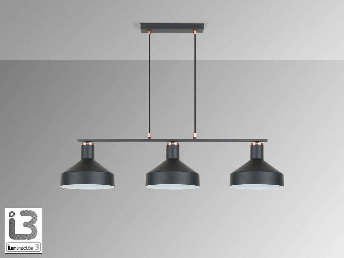 Lámpara de techo Irias 3 luces lineal negro y cobre (i3)